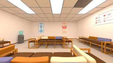 Bekleme odasının 3d CG görüntülemesi