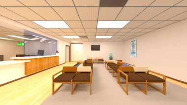 Bekleme odasının 3d CG görüntülemesi