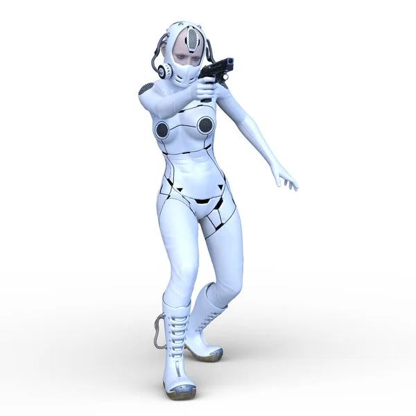 Rendering Von Cyber Frau — Stockfoto