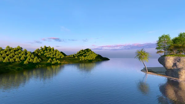 Darstellung Einer Einsamen Insel — Stockfoto