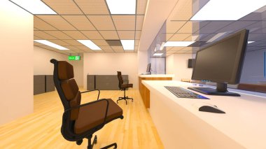 Bekleme odasının 3d CG görüntülemesi