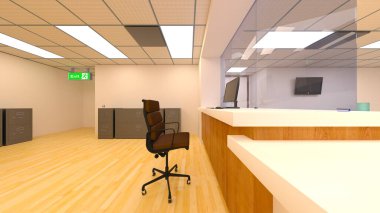 Bekleme odasının 3d CG görüntülemesi