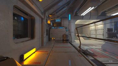 Uzay gemisinin içinde 3B görüntüleme