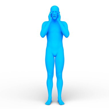 Yüz maskeli adamın 3 boyutlu görüntüsü