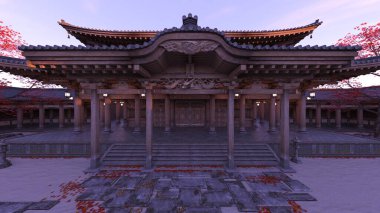 Japon tarzı malikanenin 3D görüntüsü