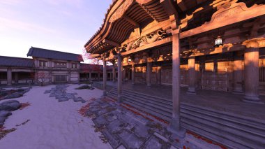 Japon tarzı malikanenin 3D görüntüsü