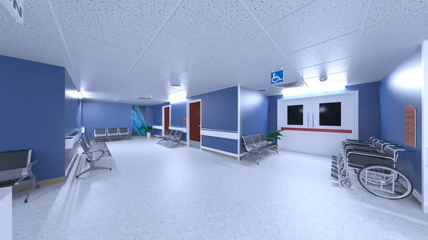 医院3D渲染 — 图库照片