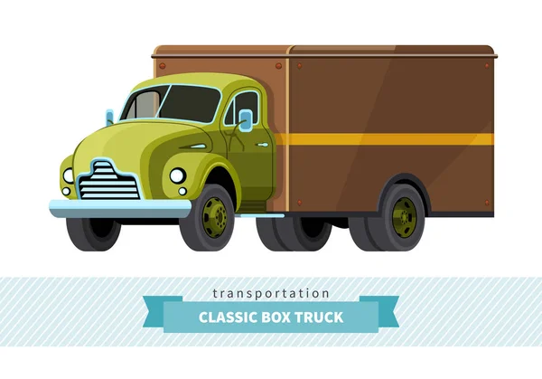 Classic camión caja vista lateral frontal — Vector de stock