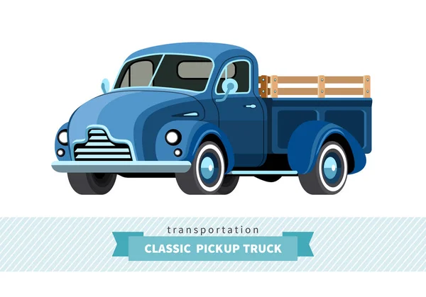 Klassieke pick-up truck vooraan zijaanzicht — Stockvector
