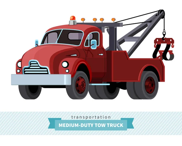 Classic medium duty tow truck front side view — Stock Vector