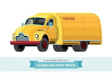 Klasik orta görev teslimat kamyonu ön görünüm