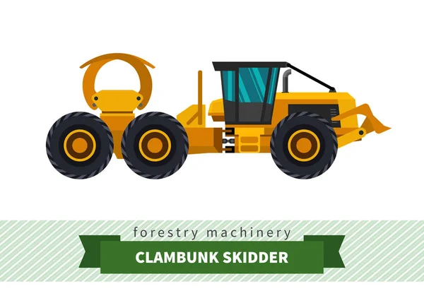 Clambunk skidder vehicul forestier — Vector de stoc