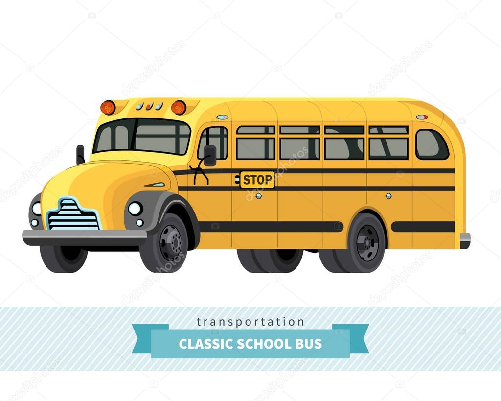 Classic school bus front side view