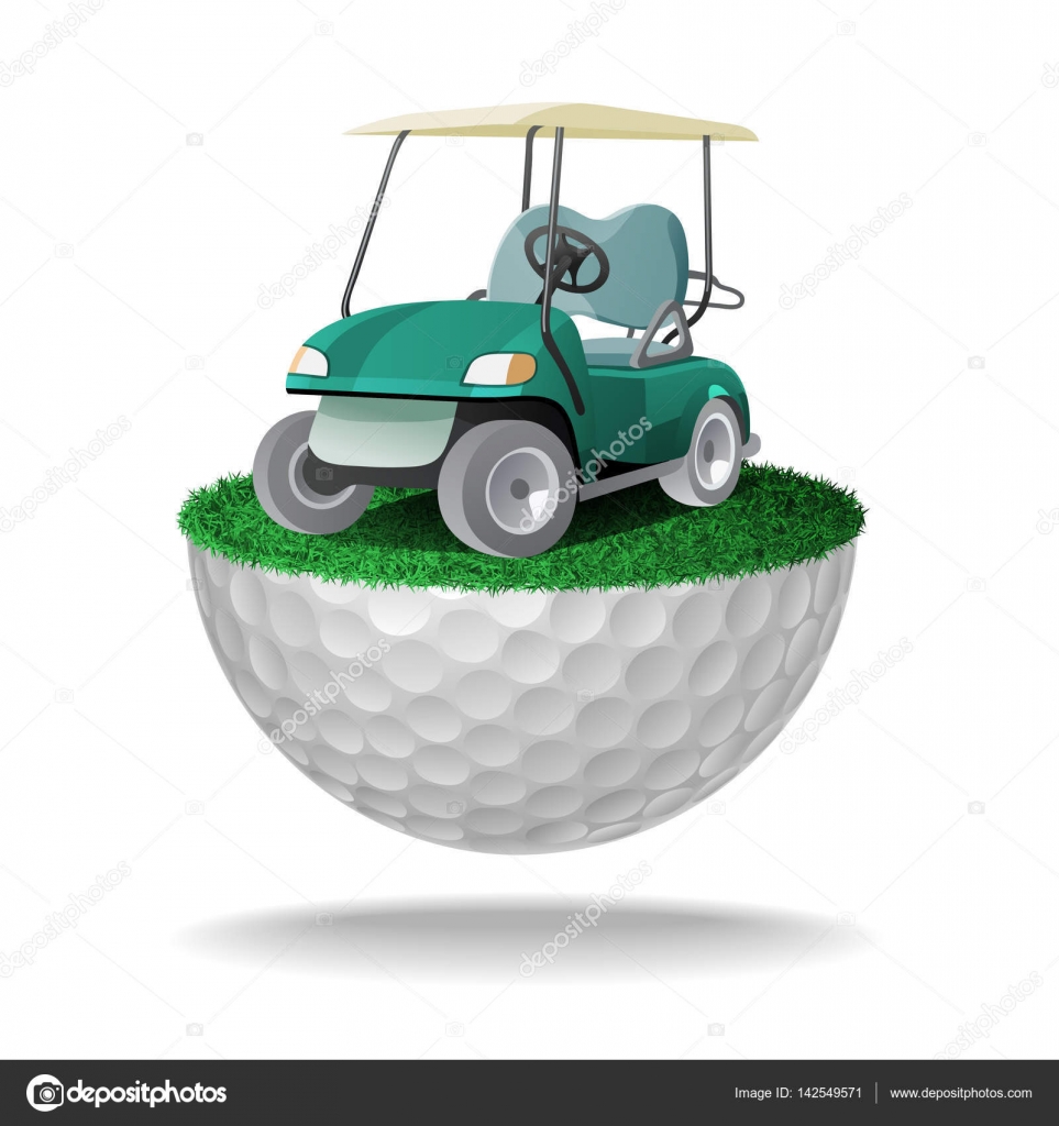 Golf cart on half golf ball with grass Stock Vector Image by