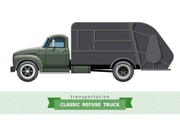 Classic weigeren vrachtwagen zijaanzicht — Stockvector