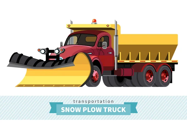 Clásico quitanieves tirón deber camión vista lateral frontal — Vector de stock