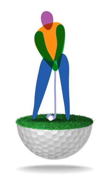 Golfeur abstrait sur demi balle de golf — Image vectorielle