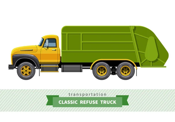 Classic weigeren heavy-duty truck zijaanzicht — Stockvector