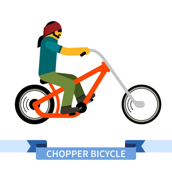 Bicyclist on chopper bike — Stock Vector