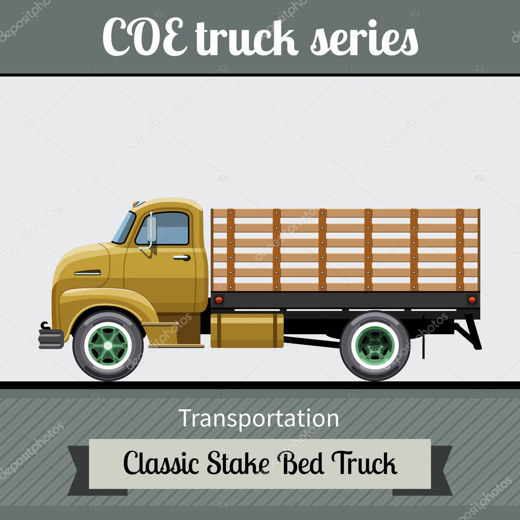 Classic COE stake bed truck side view