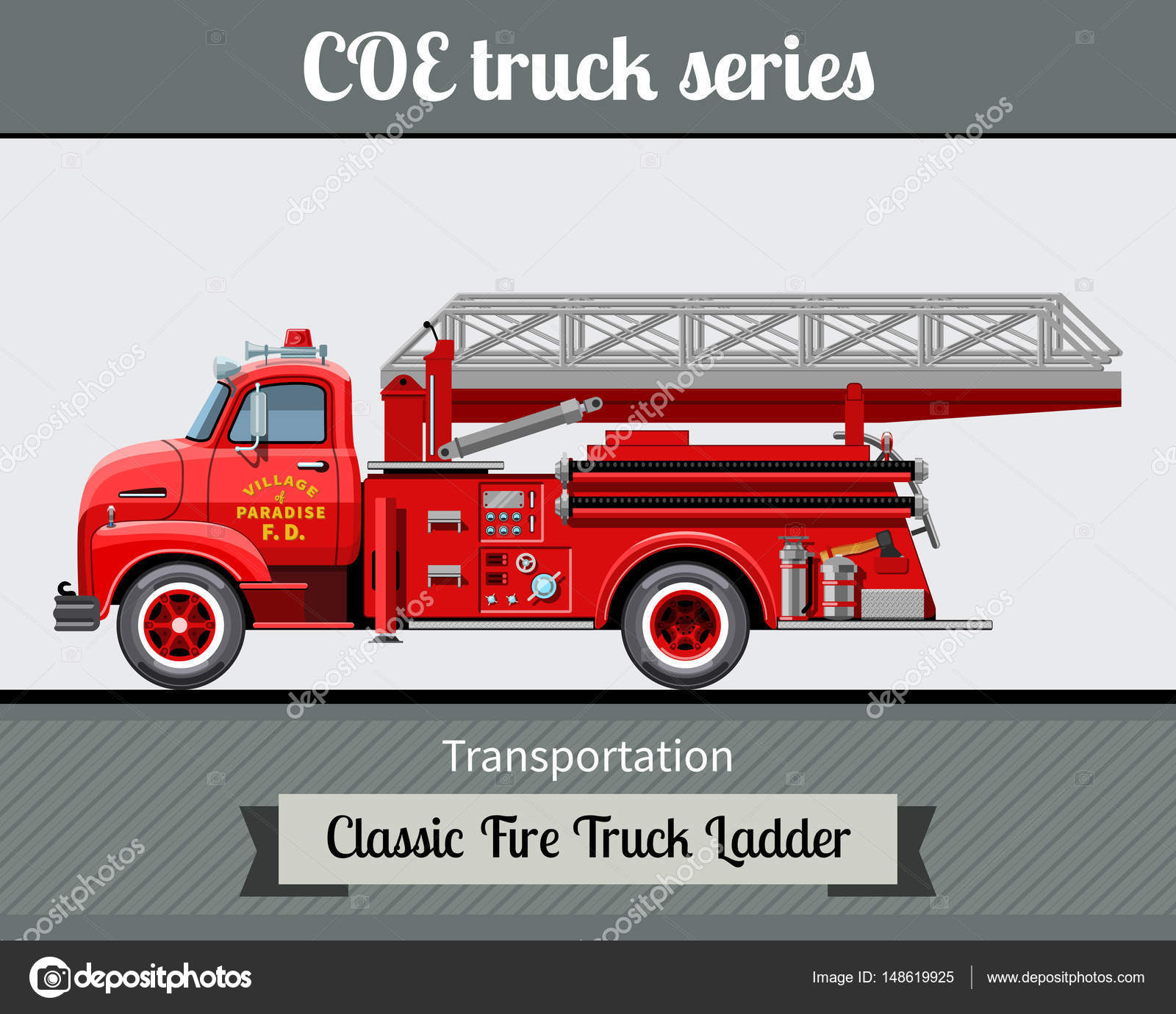 Classic fire truck ladder side view Stock Vector Image by ©andriocolt