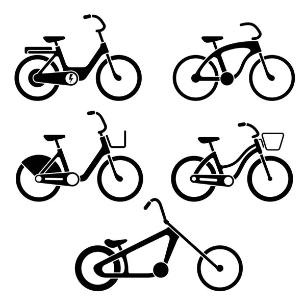 Set di icone di silhouette bici — Vettoriale Stock