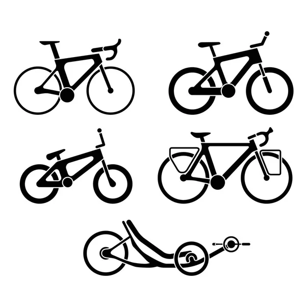 Ensemble d'icônes de silhouette de vélos — Image vectorielle