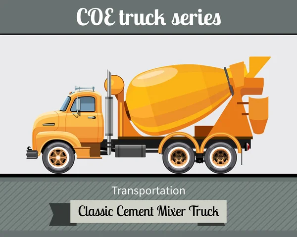 Misturador de cimento clássico caminhão vista lateral — Vetor de Stock
