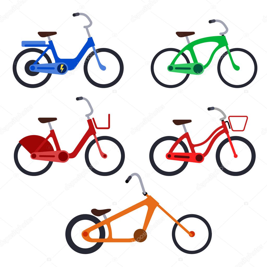 Set of bikes silhouette icons