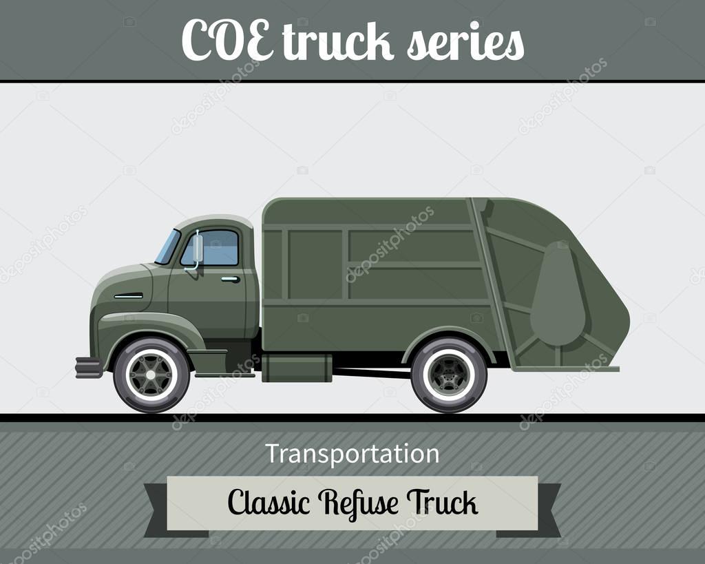 Classic COE refuse truck side view