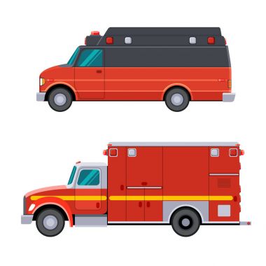 Yan görünümü acil servis aracı