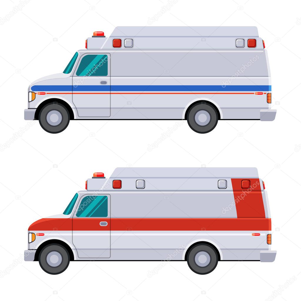 Side view ambulance vehicle