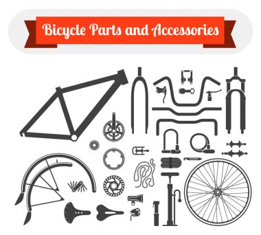 Bicycle parts and accessories clipart