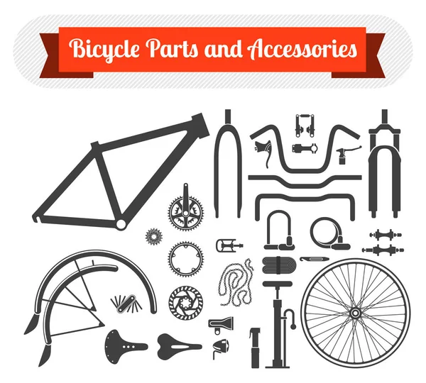 Piezas y accesorios para bicicletas — Archivo Imágenes Vectoriales