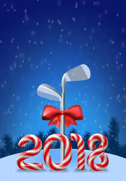 Golf irons with candy cane — Stock Vector