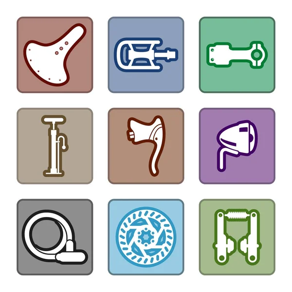 Icons set of bicycle parts — Stock Vector