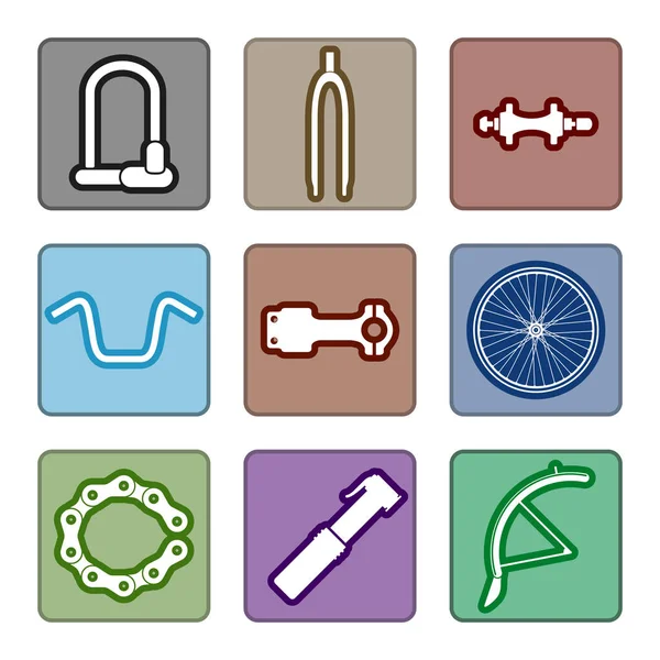 Icons set of bicycle parts — Stock Vector