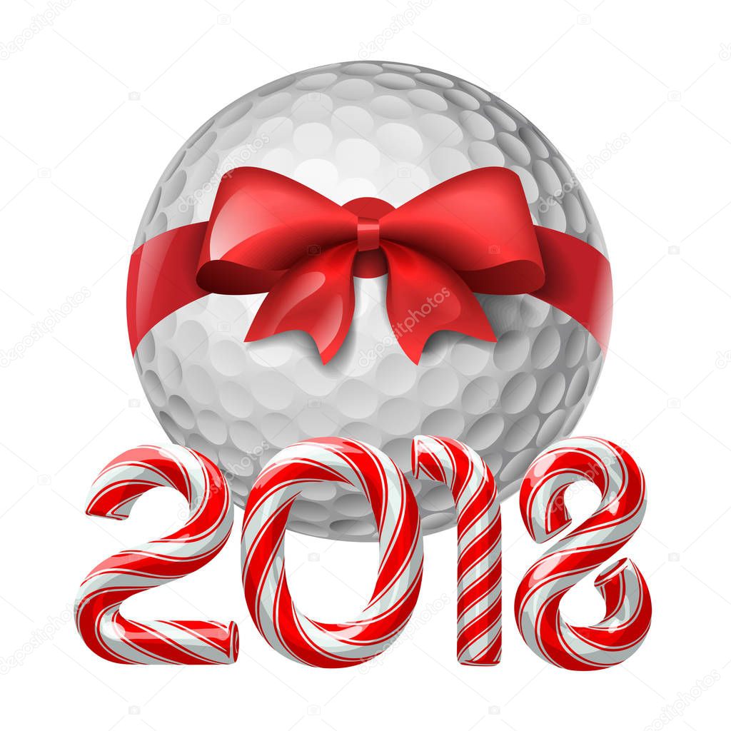 Golf ball with candy cane