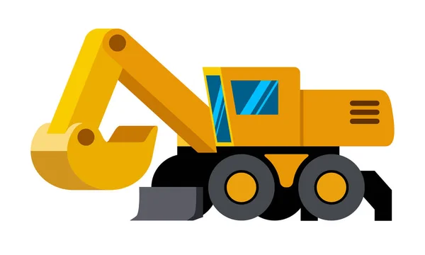 Wheeled excavator minimalistic icon — Stock Vector