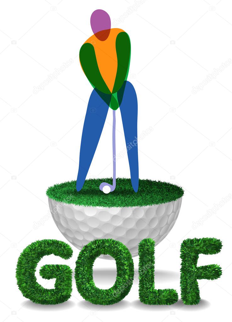 Golf player on golf ball