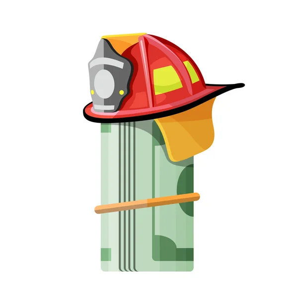 Капелюх пожежника на рулоні грошей — стоковий вектор