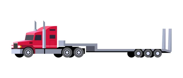 Lowboy remolque icono del camión — Vector de stock