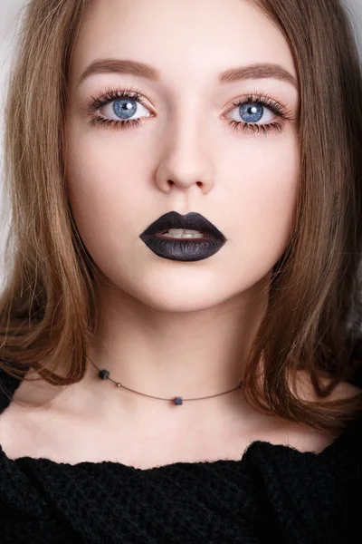 Retrato Chica Modelo Moda Con Maquillaje Polvo Colores Mujer Belleza — Foto de Stock