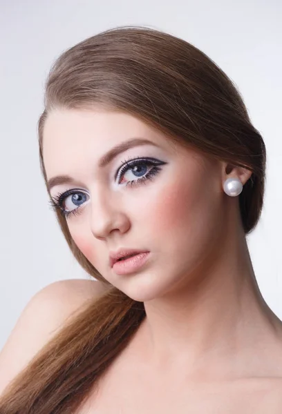 Retrato Moda Modelo Mujer Creativo Maquillaje Estudio Foto —  Fotos de Stock