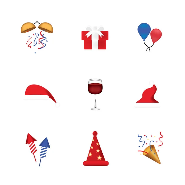 Set di divertenti emoticon vettoriali isolati su sfondo bianco. Tema Capodanno . — Vettoriale Stock