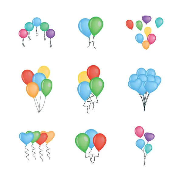 Ballonnen vector collectie geïsoleerd op witte achtergrond. — Stockvector
