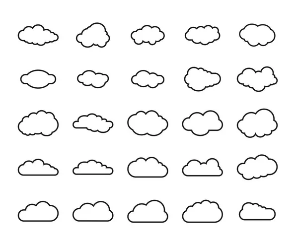 Набор контурных облаков . — стоковый вектор