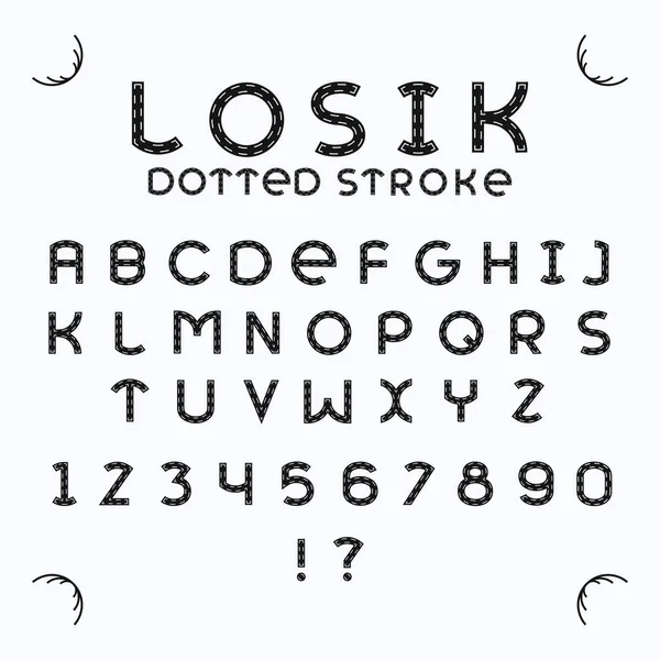 Losik dotted stroke fuente . — Vector de stock