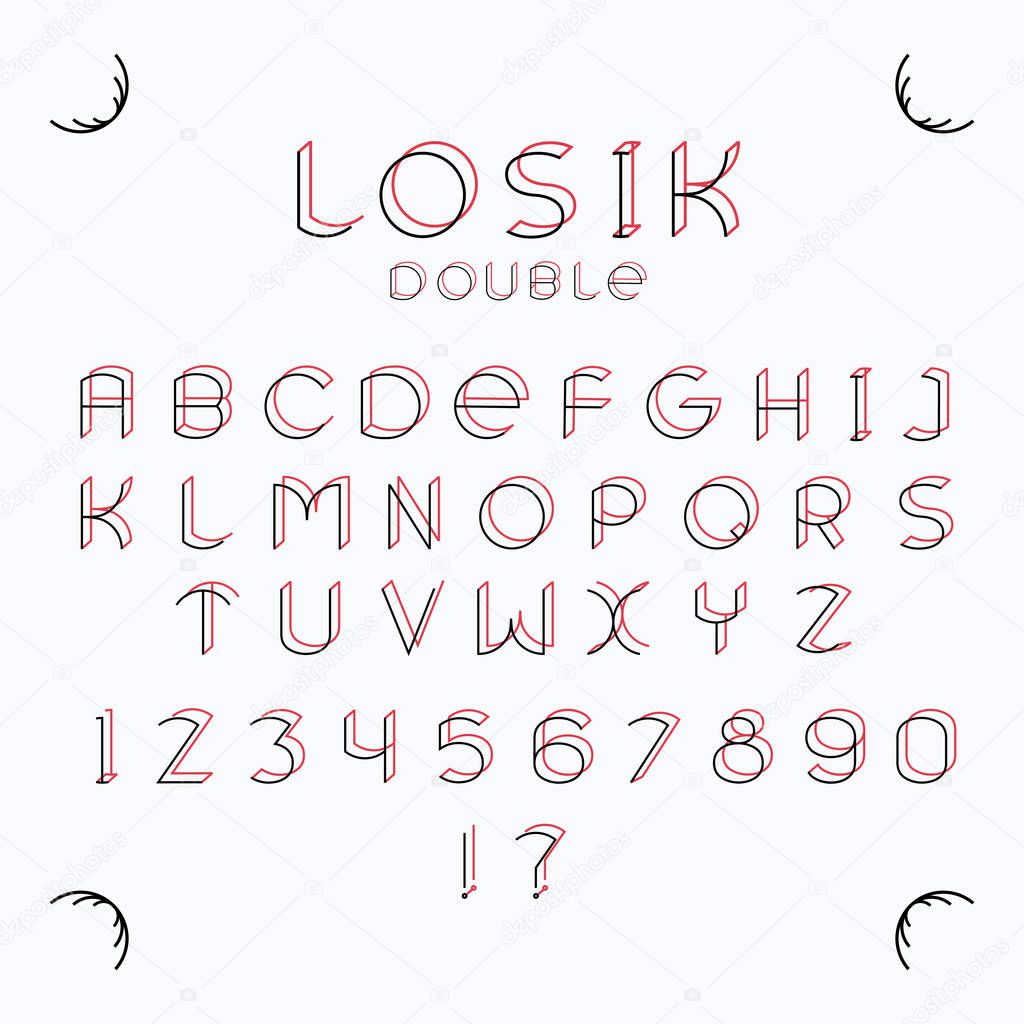 Losik red double font.