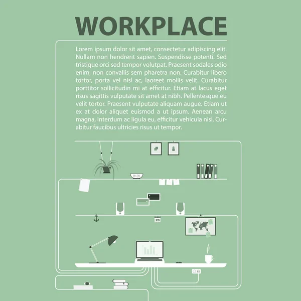 Moderne ontwerp van de werkplek. — Stockvector